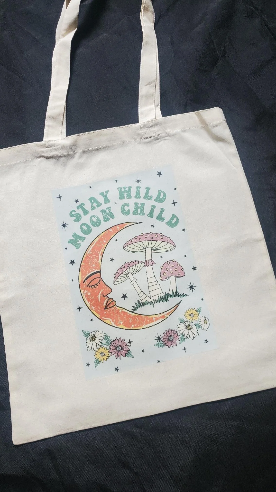 🌙   Stay Wild Moon Child Canvas Tote Bag