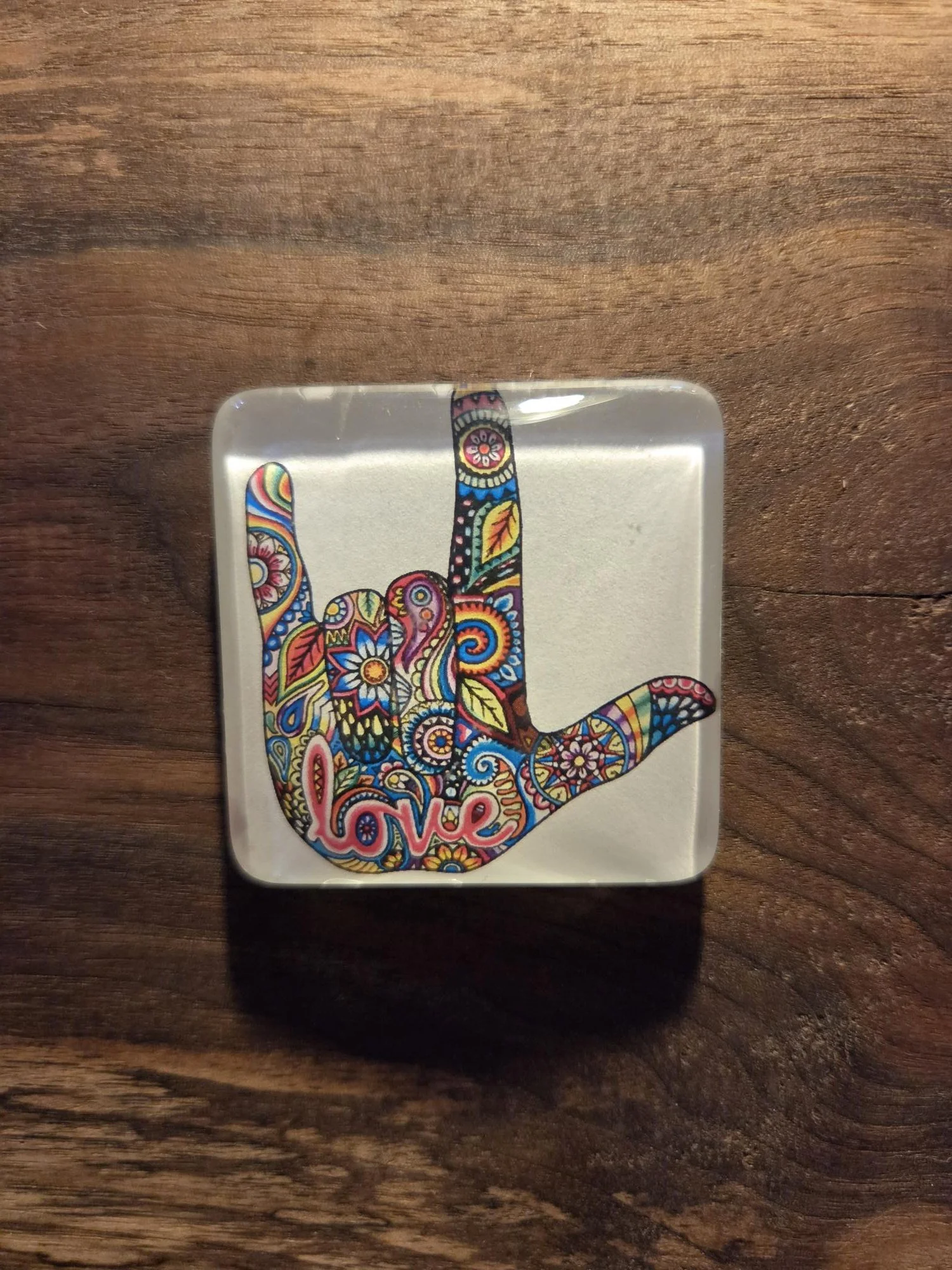 ASL Love Glass Magnet