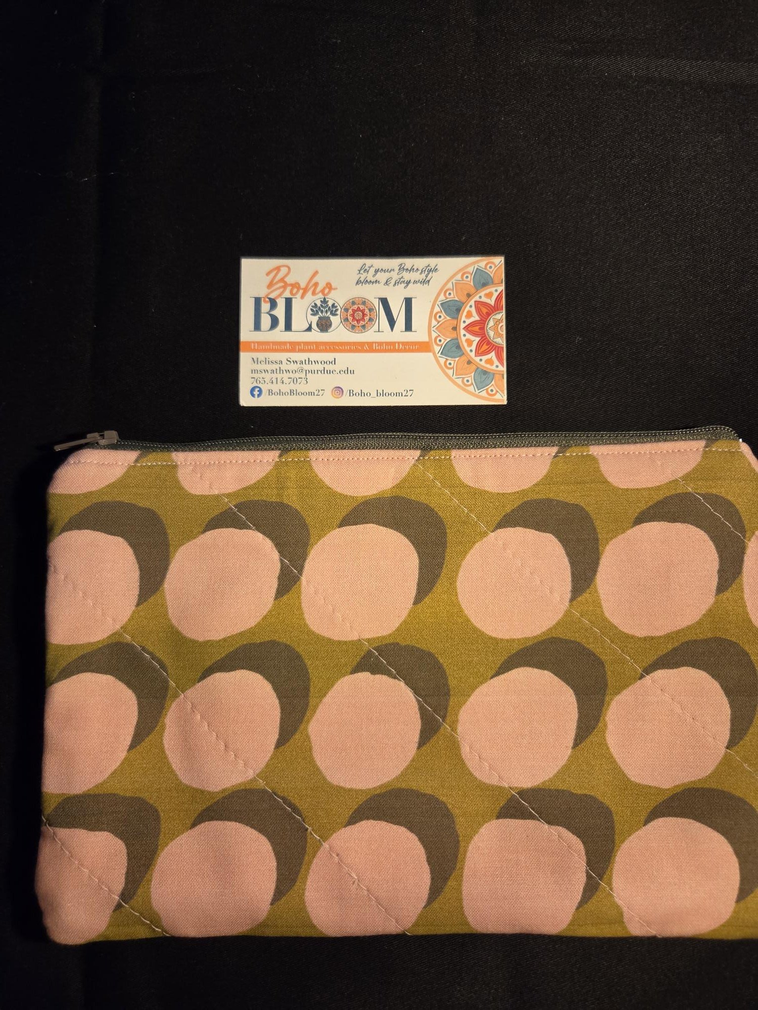 🌿Handmade Modern Boho Zipper Pouch | Quilted Cotton Makeup Bag | Minimalist Cosmetic Bag | Travel Organizer | Handmade Gift for Her