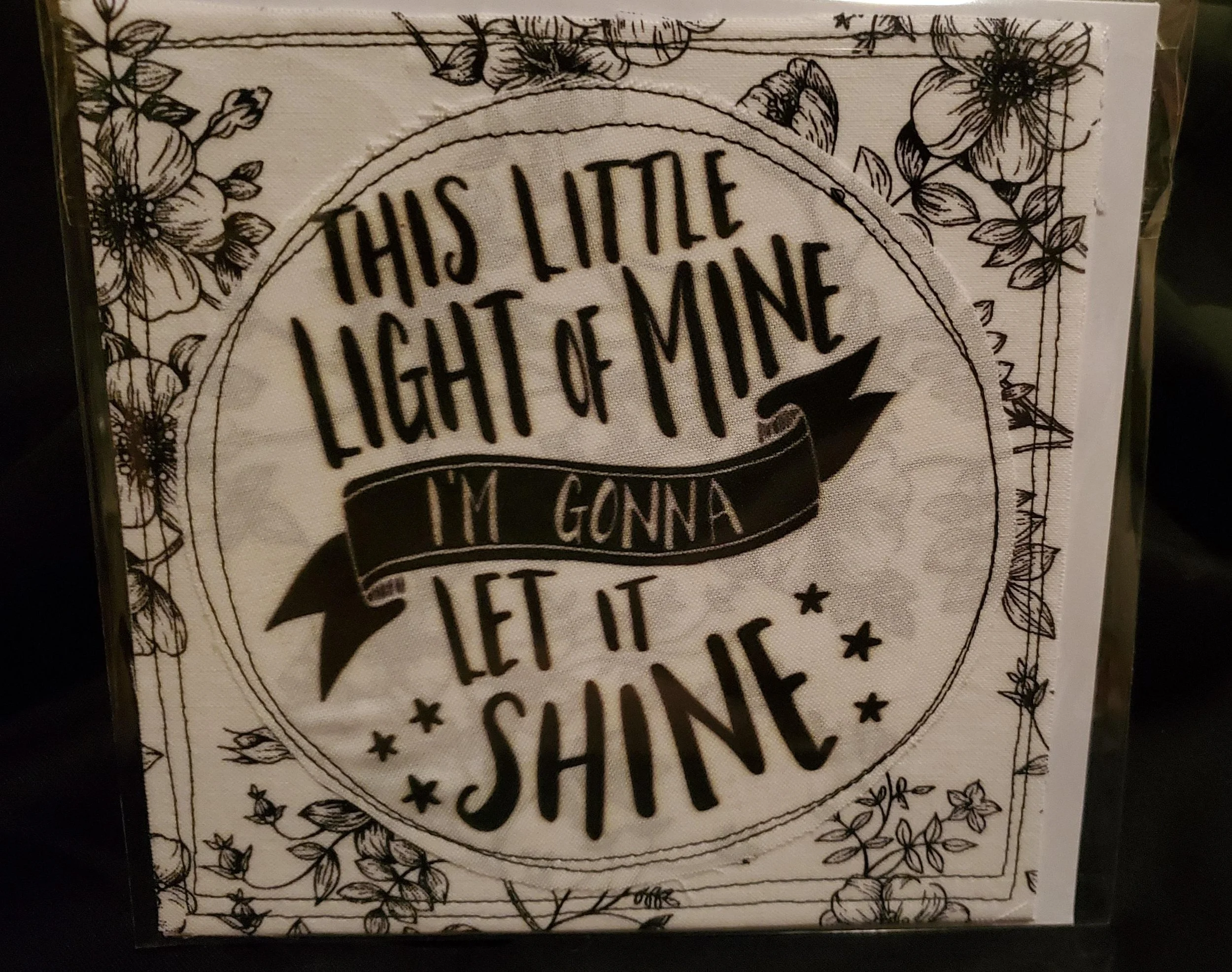 Handmade Inspirational Greeting Card | This Little Light of Mine Card | Encouragement Card | Faith Greeting Card | Fabric Appliqué Card