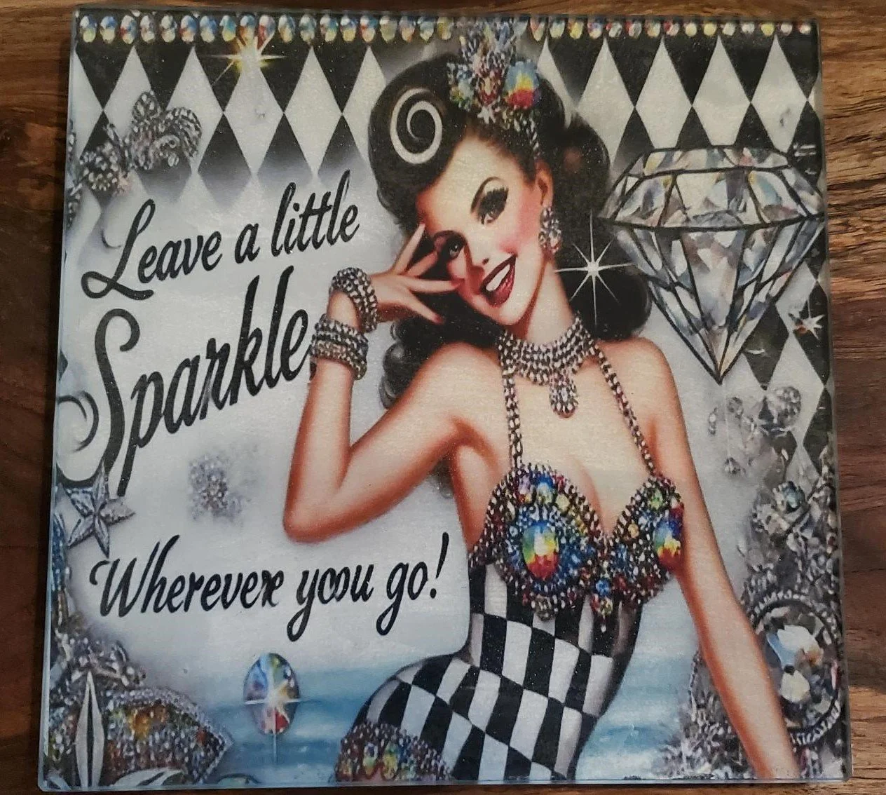 Handmade "Leave a Little Sparkle Wherever You Go" Glass Trinket Plate