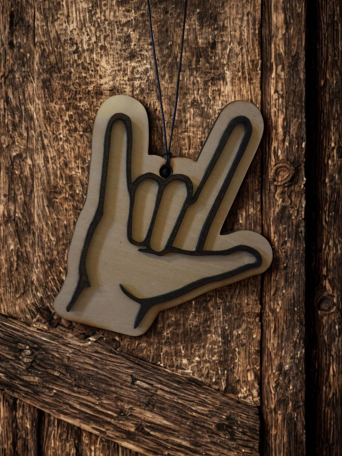 🤟   Handmade Wooden ASL I Love You Ornament