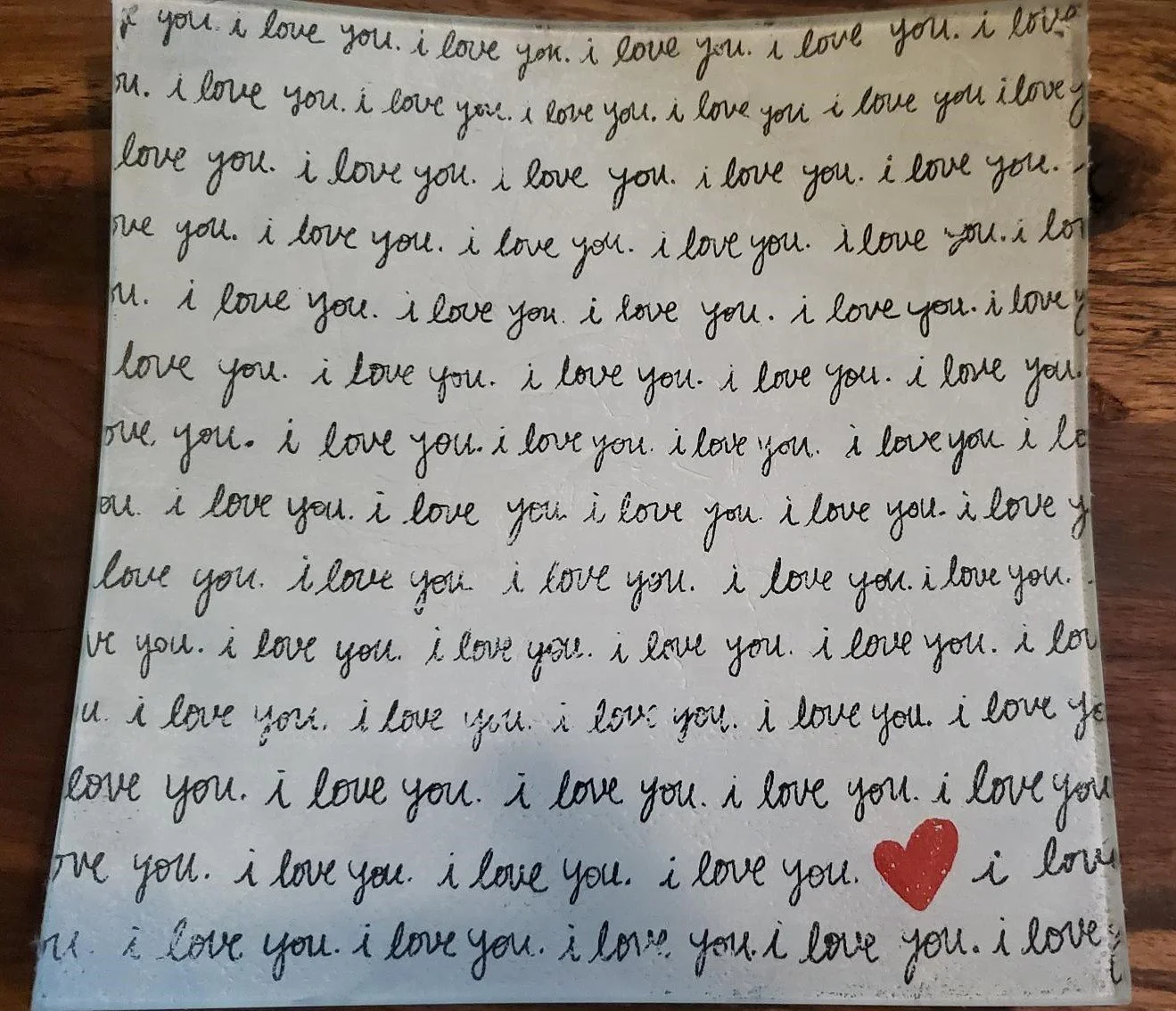 Handmade "I Love You" Glass Trinket Plate