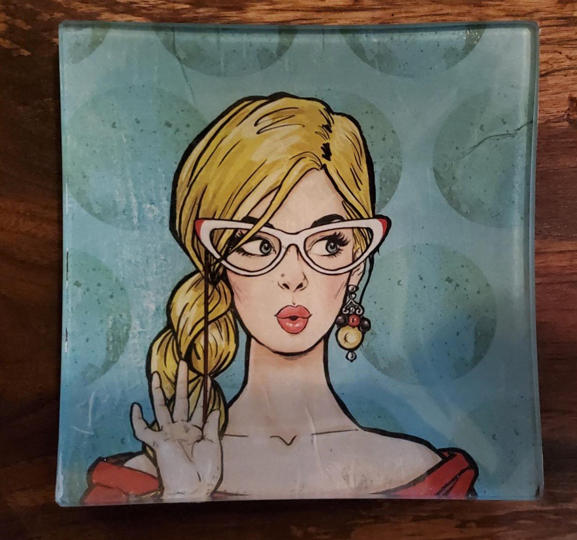 Handmade Retro Blonde Glass Trinket Plate