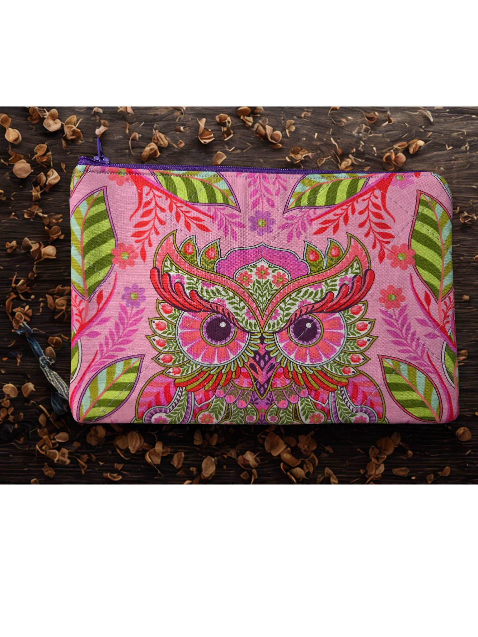 Handmade Owl Zipper Pouch | Cotton Makeup Bag | Boho Cosmetic Bag | Owl Pencil Pouch | Fabric Zipper Bag | Small Organizer | Gift for Owl Lover