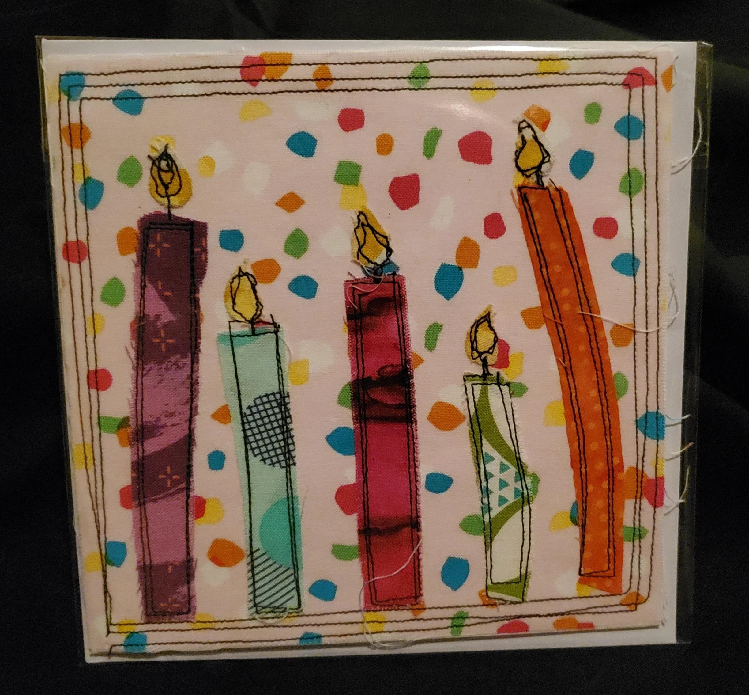 Handmade Birthday Card | Fabric Birthday Candle Greeting Card | Colorful Happy Birthday Card | Handmade Celebration Card