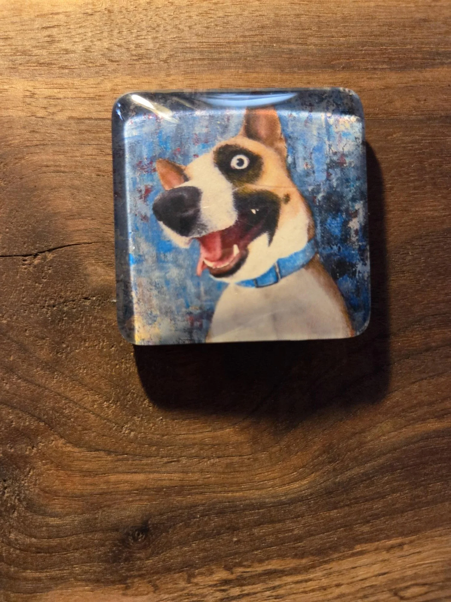 🐶 Frida Dog Glass Magnet | Handmade 2 Inch Glass Refrigerator Magnet | Original Dog Art by LaDonna Vohar | Pet Lover Gift | Handmade Magnet