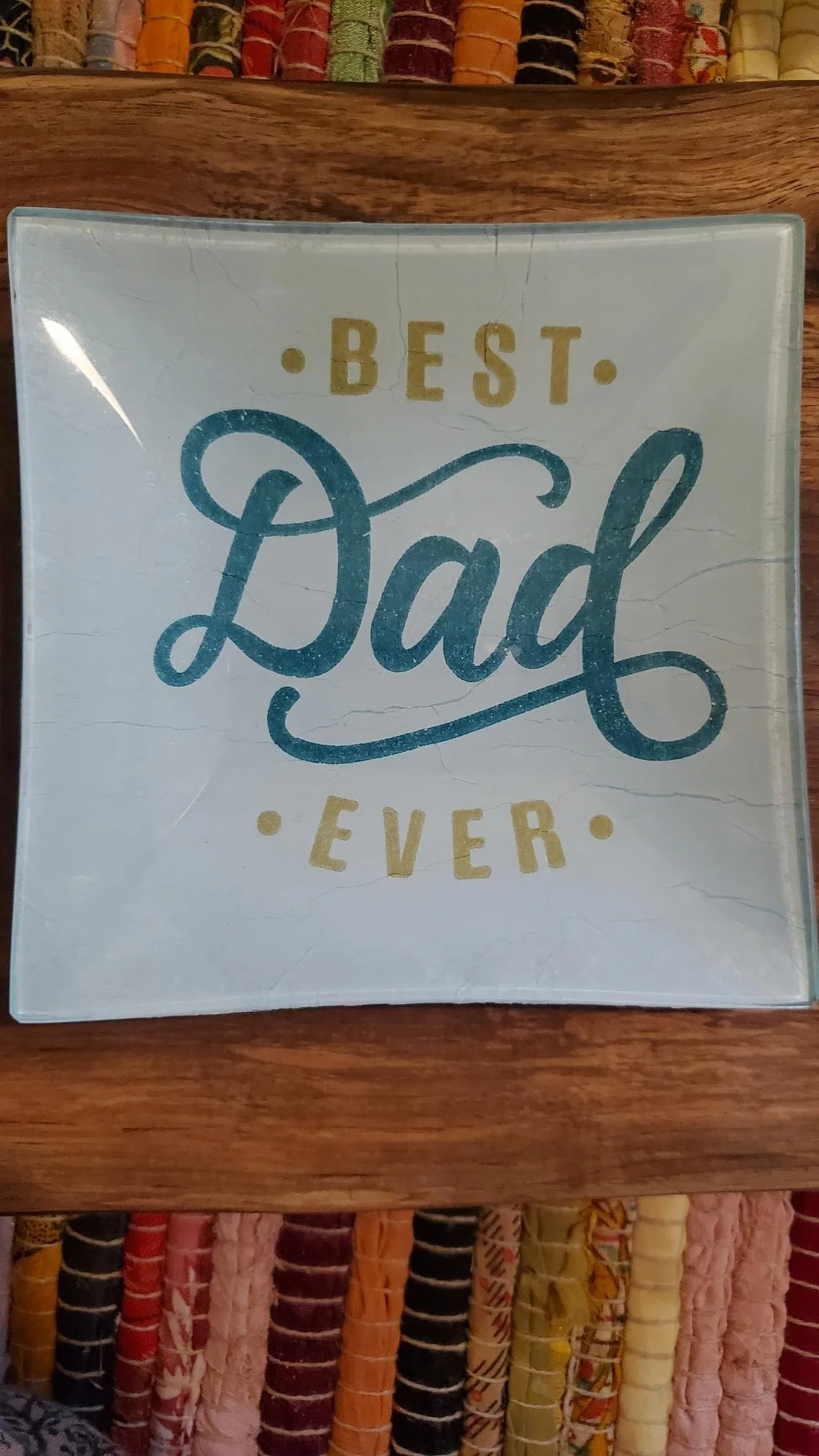 Handmade "Best Dad Ever" Glass Trinket Plate
