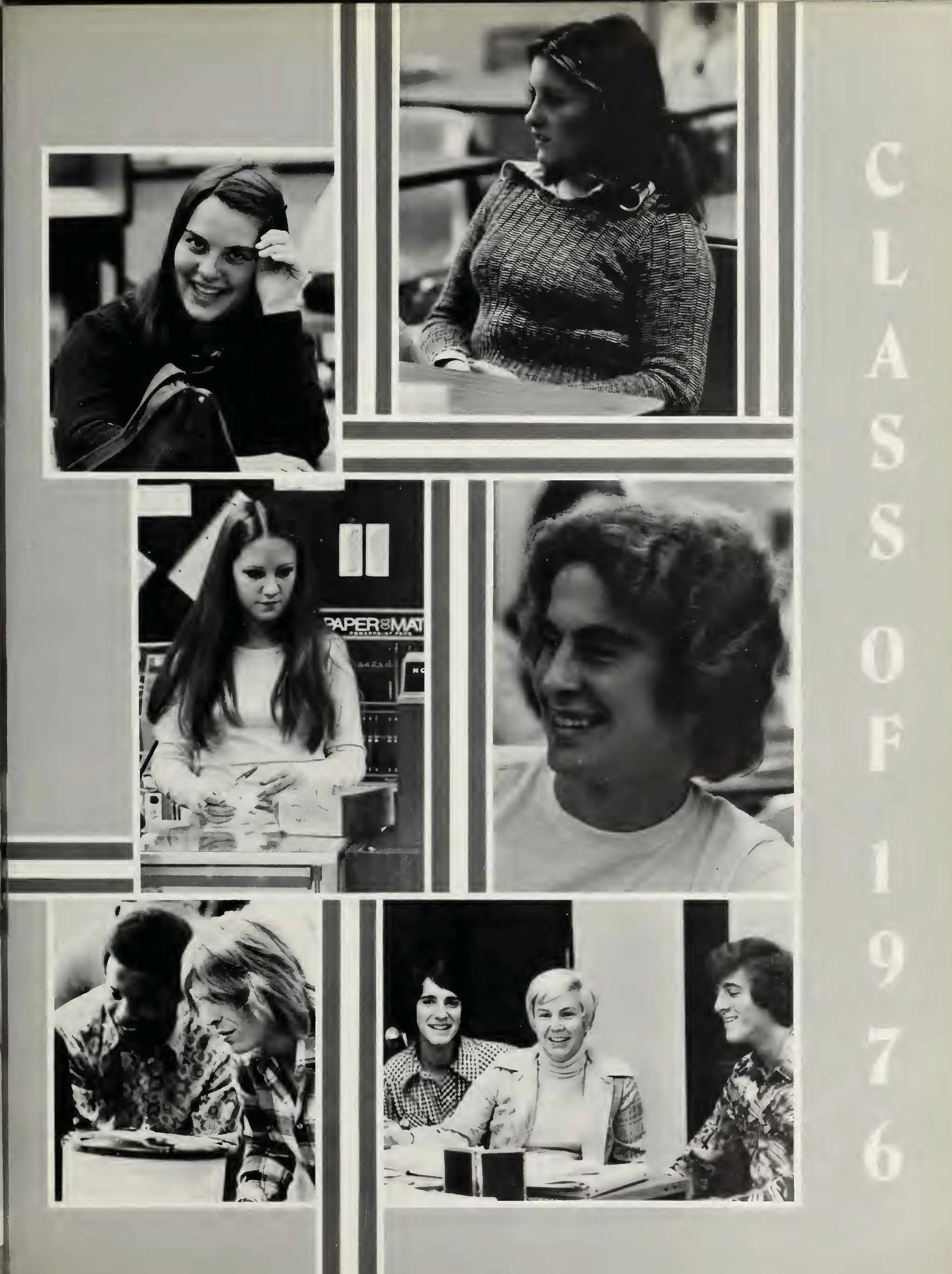 Black and white photograph of a collage of people, with some smiling and others in thought, divided into sections by lines. The word 'POLICE' is partially visible along the right side.