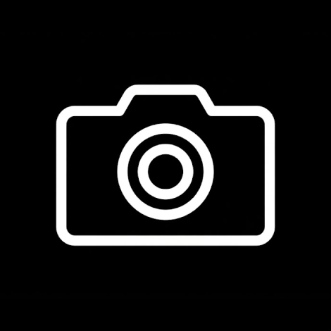Icon of a camera on a black background.
