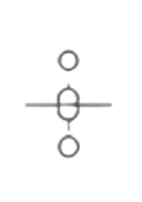A metallic, symmetrical object with three circular openings, resembling a mechanical or electronic component.