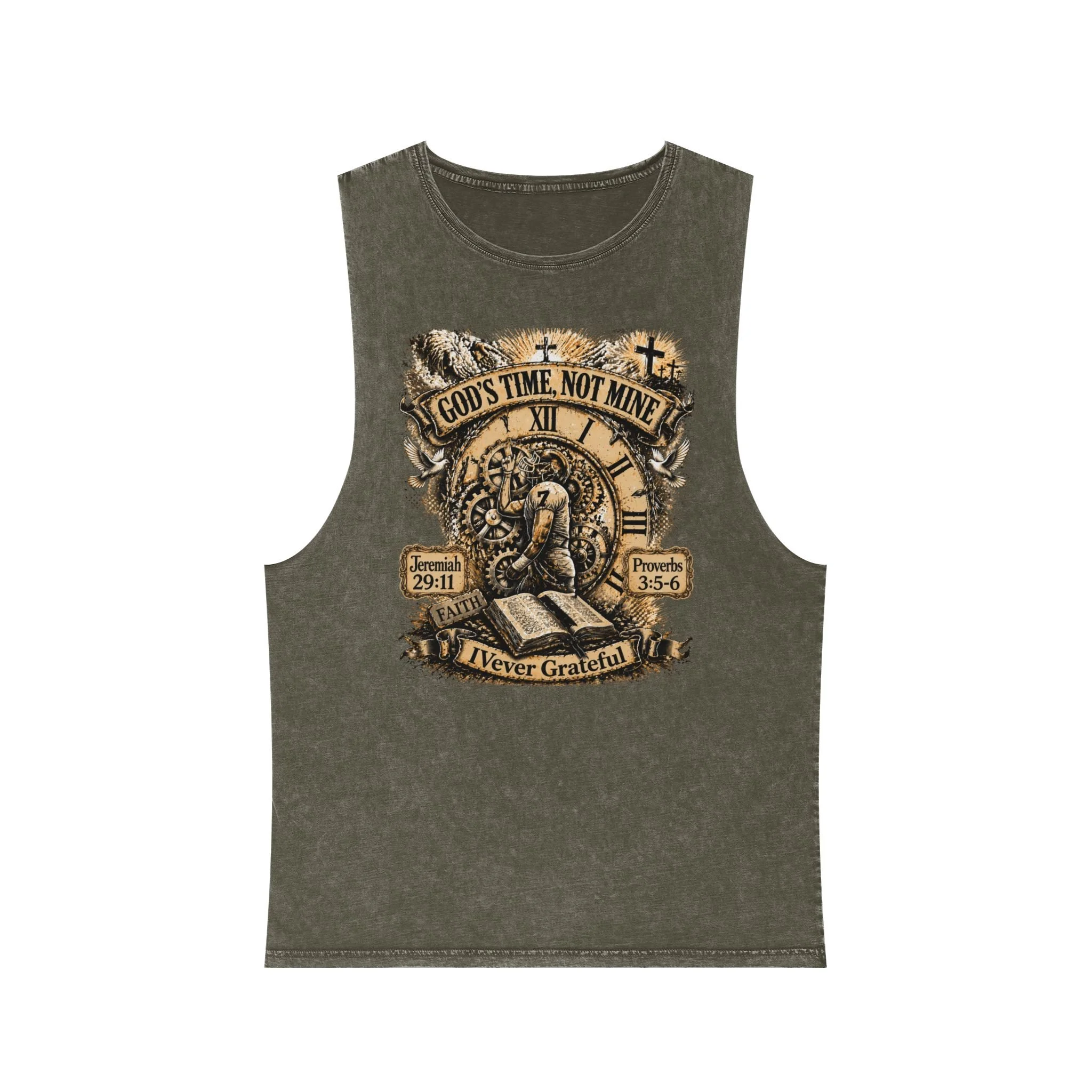God's Time Not Mine Tank Top — Faith Vintage Stonewash Tank