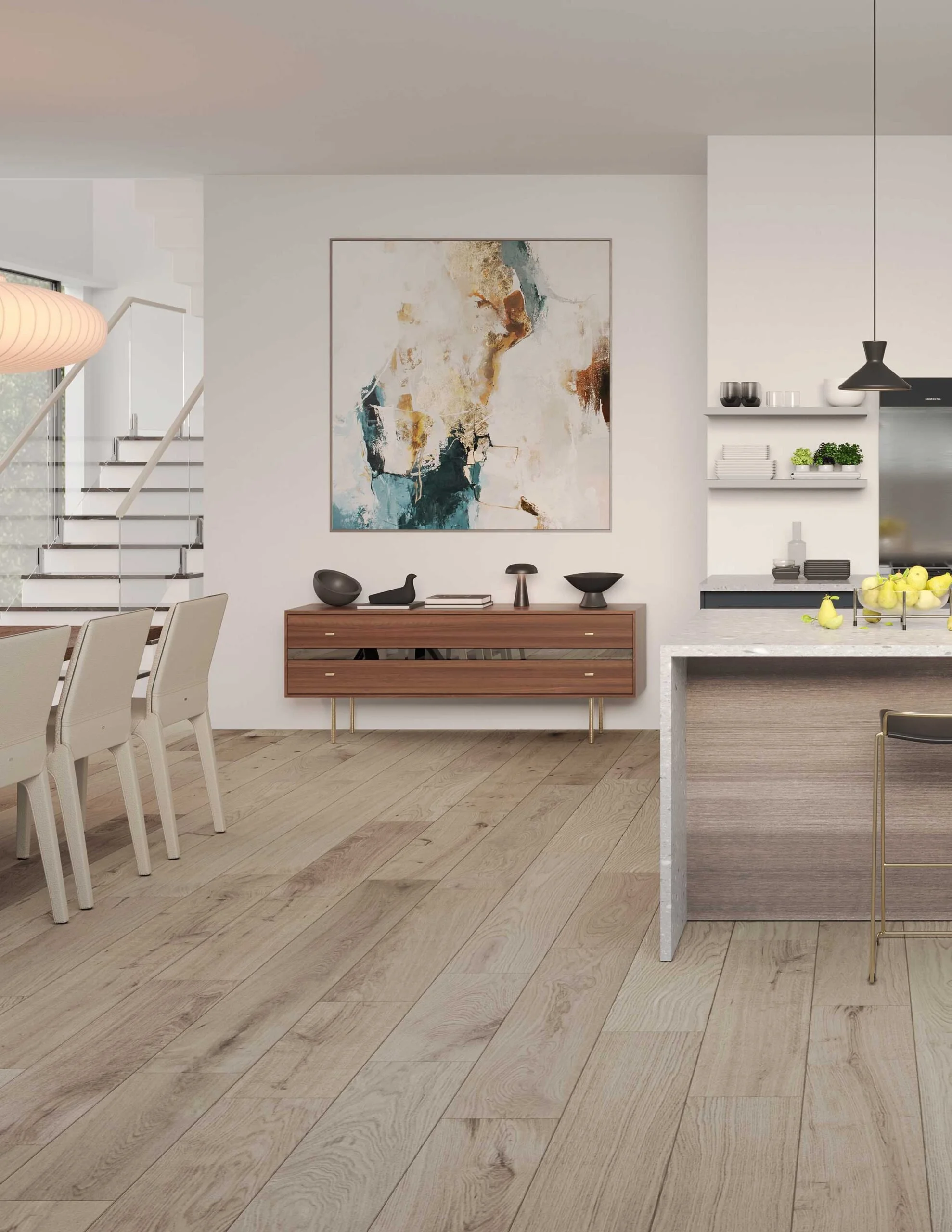Professional flooring installation in a residential home