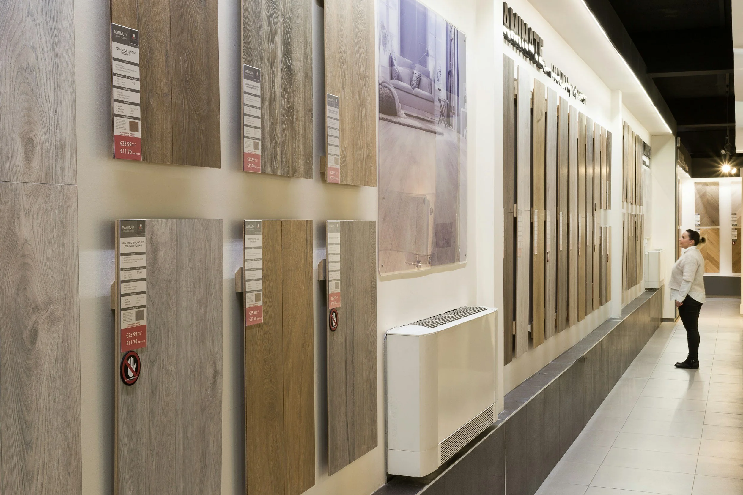 Wood flooring samples with different finishes and plank styles
