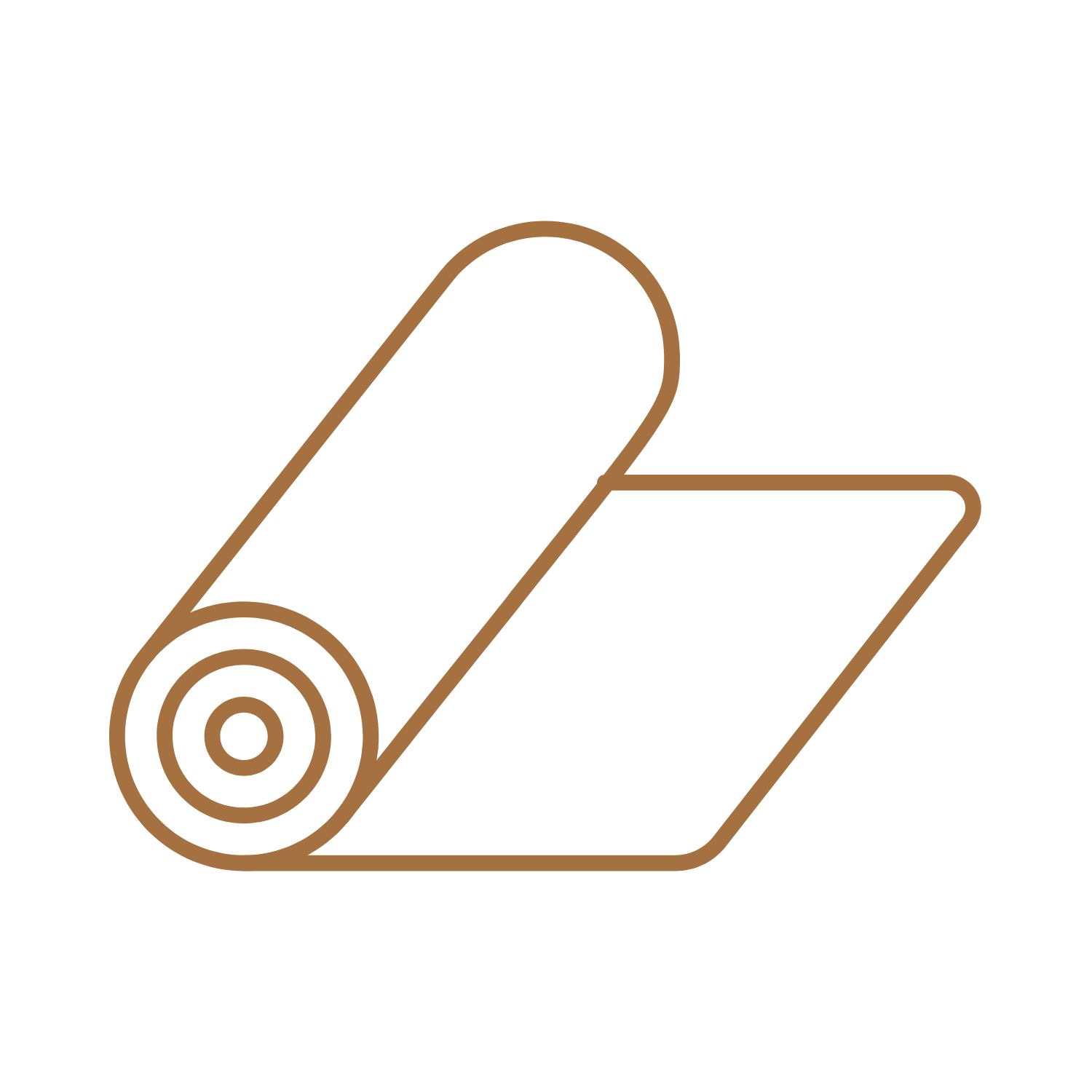 Line drawing of a roll of tape on a tape dispenser.