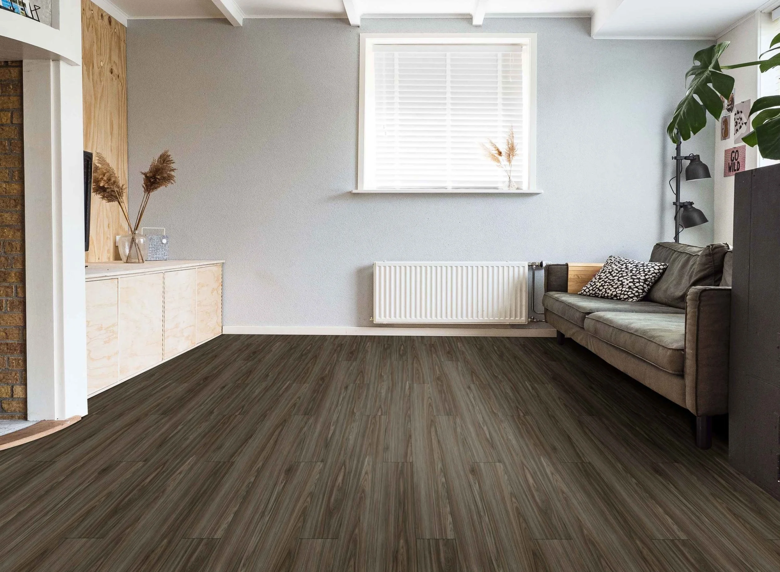 Dark wood look luxury vinyl plank flooring
