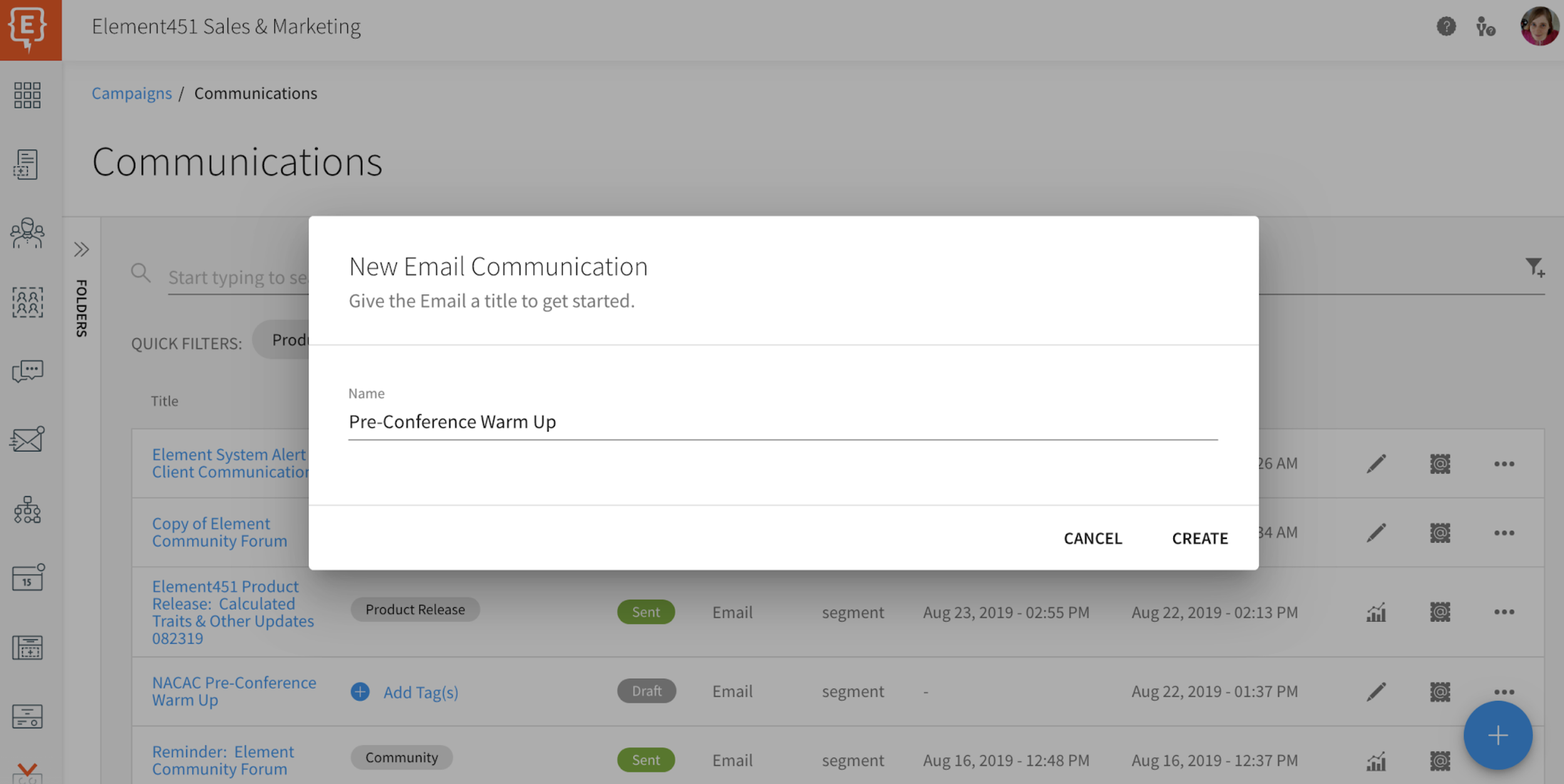 an image of a screen in a higher ed crm