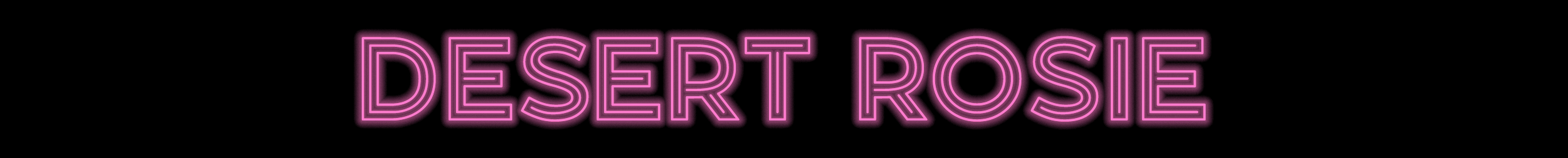 Neon pink sign reading 'Desert Rose' on a black background.