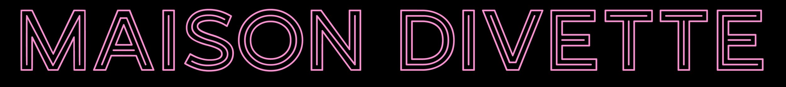 Neon sign displaying the words "MAISON DIVEET" in pink on a black background.