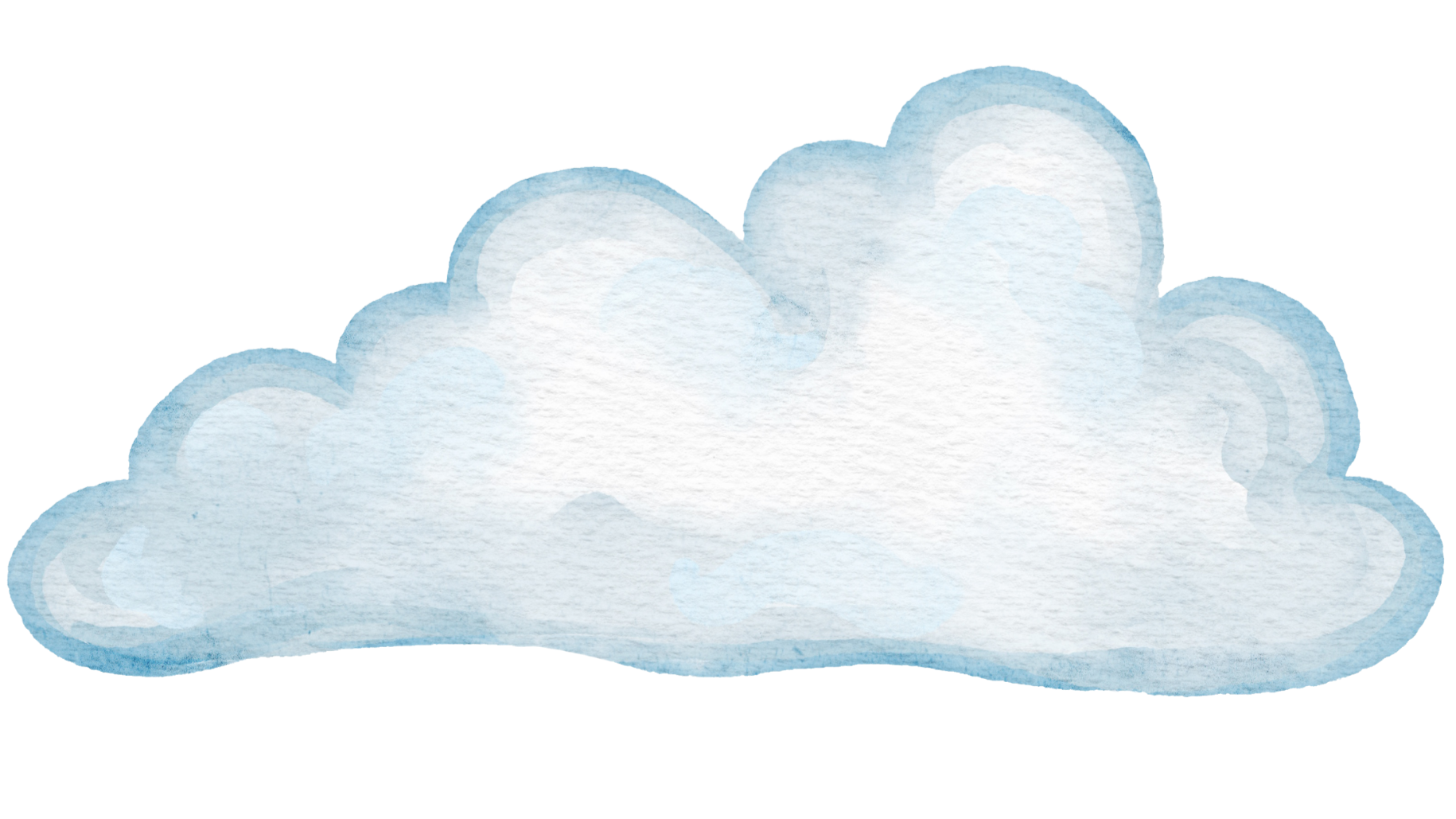 Watercolor style illustration of a fluffy white cloud with light blue accents.