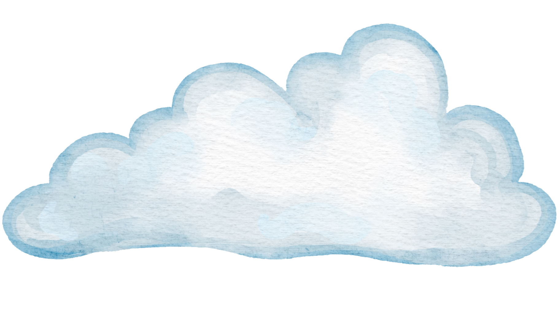 Watercolor-style illustration of a light blue cloud with a soft, textured appearance.