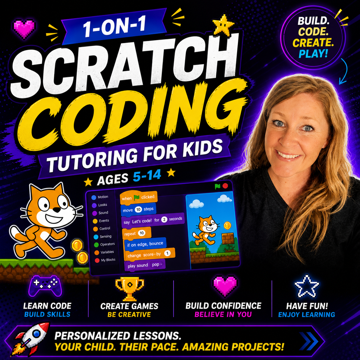 1-on-1 Scratch Coding Tutor for Kids – Create Your Own Video Games & Animations