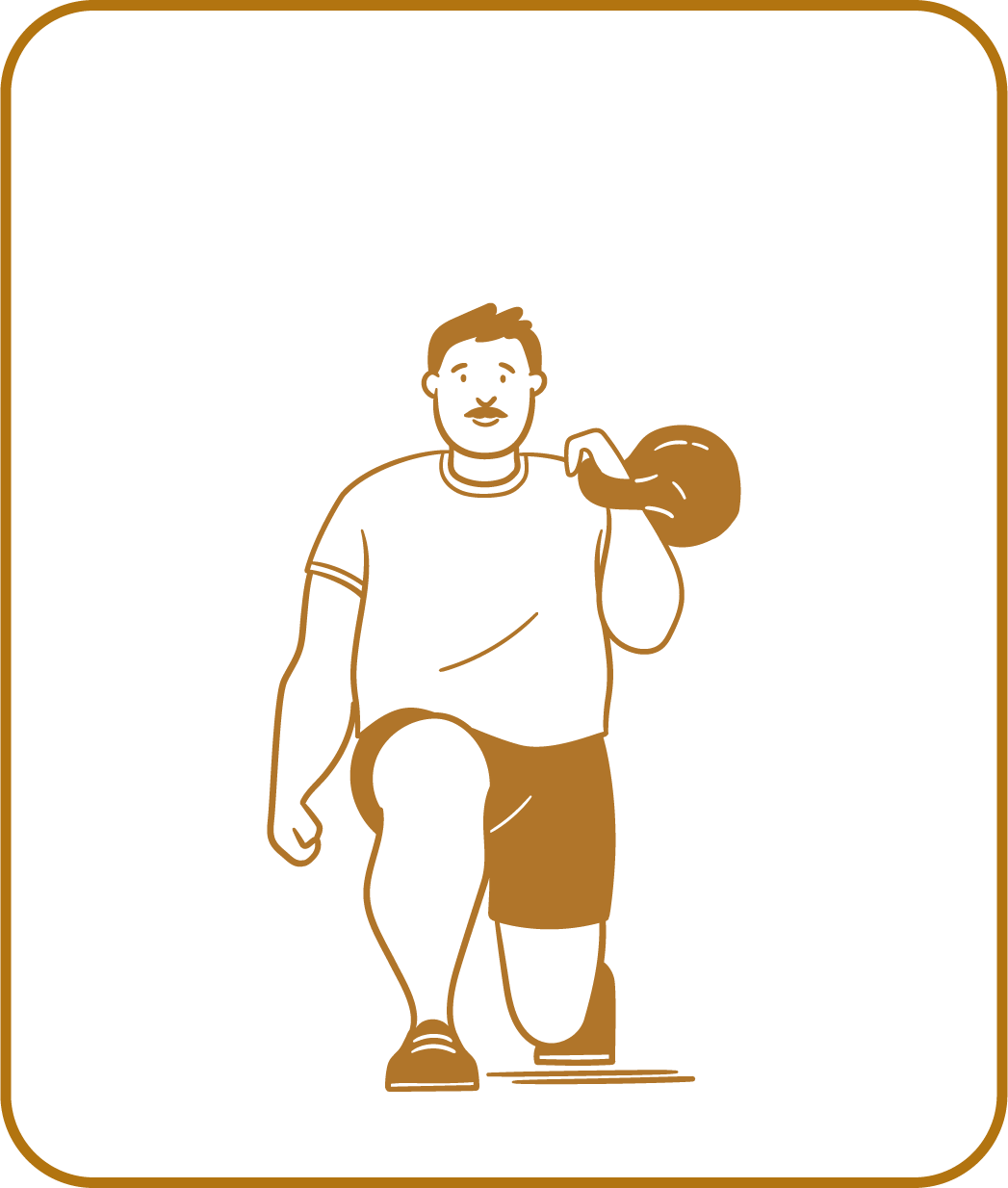 Line drawing of a person jogging with a backpack.