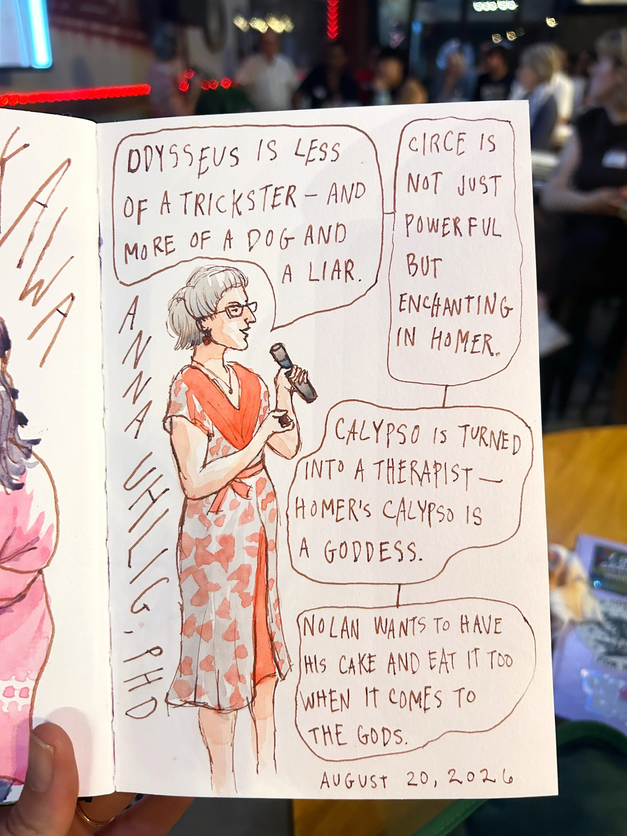Last night was such an energizing lecture @cklectures! Dr. Anna S. Uhlig of @ucdlands spoke about &ldquo;The Odyssey: The Film vs The Epic Poem.&rdquo; The audience was fired up. We talked about toxic masculinity, the portrayal of women in Nolan&rsqu