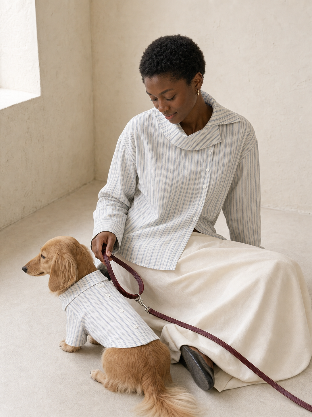 Brighton — Asymmetric Collar Stripe Shirt