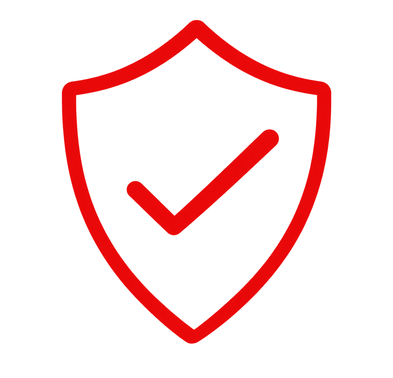 Red shield with a check mark in the center.