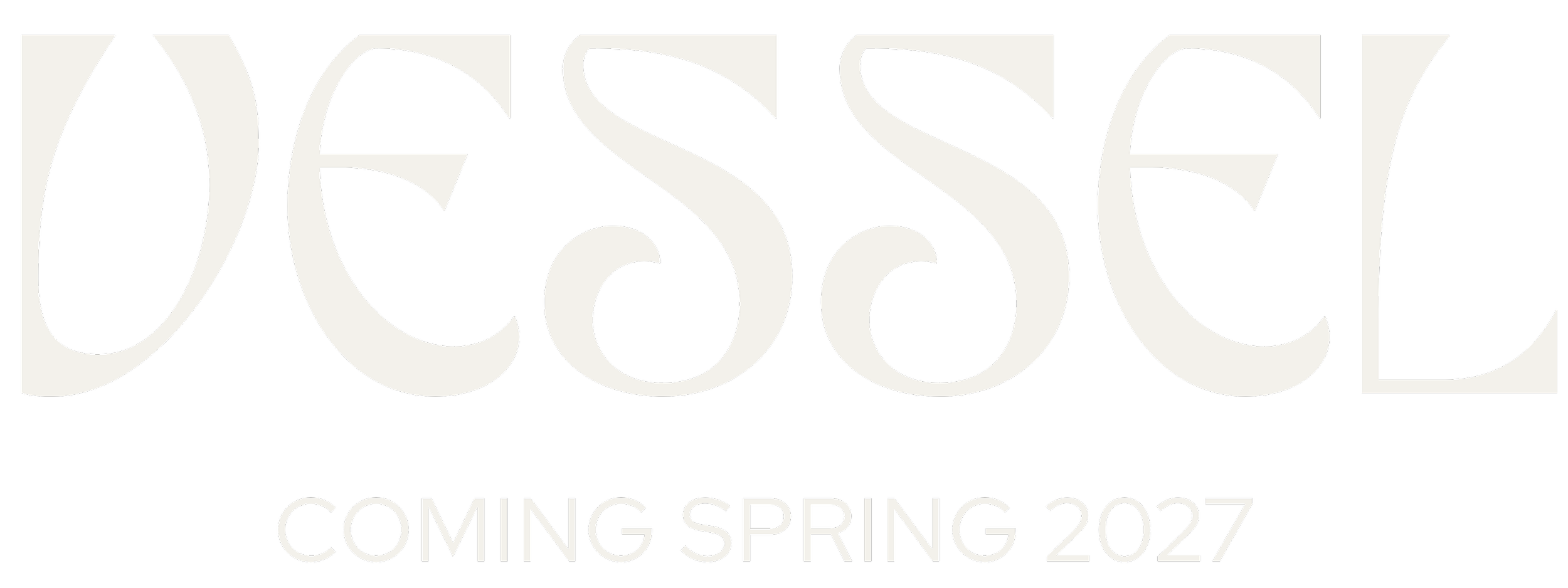 Black background with the word 'Vessel' in large, stylized white text and the phrase 'Coming Spring 2027' below.