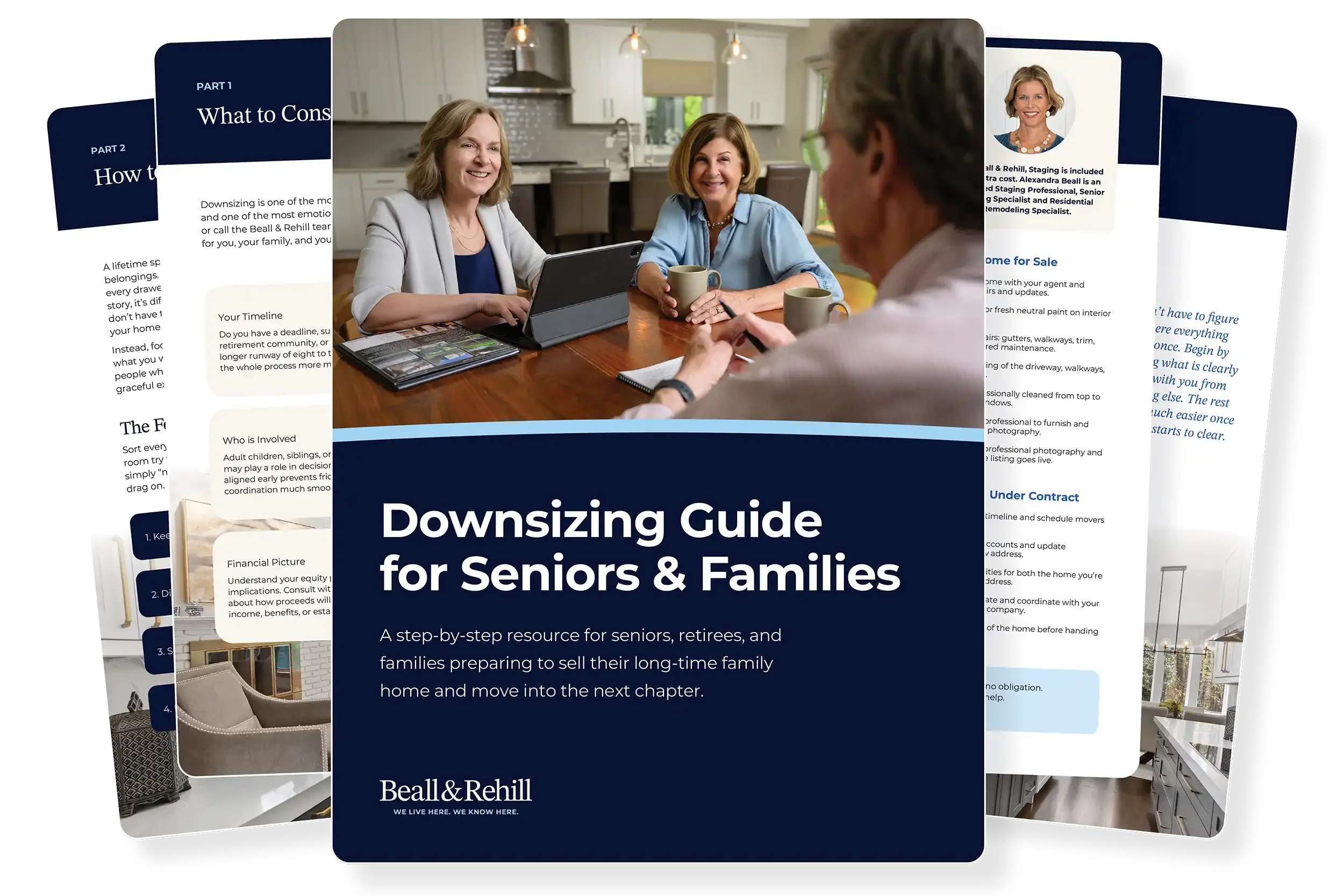 Cover page of a downsizing guide for seniors and families