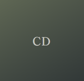 A plain grey-green background with the letters 'CD' in white centered in the image.