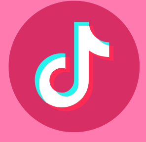 TikTok logo with a pink background.