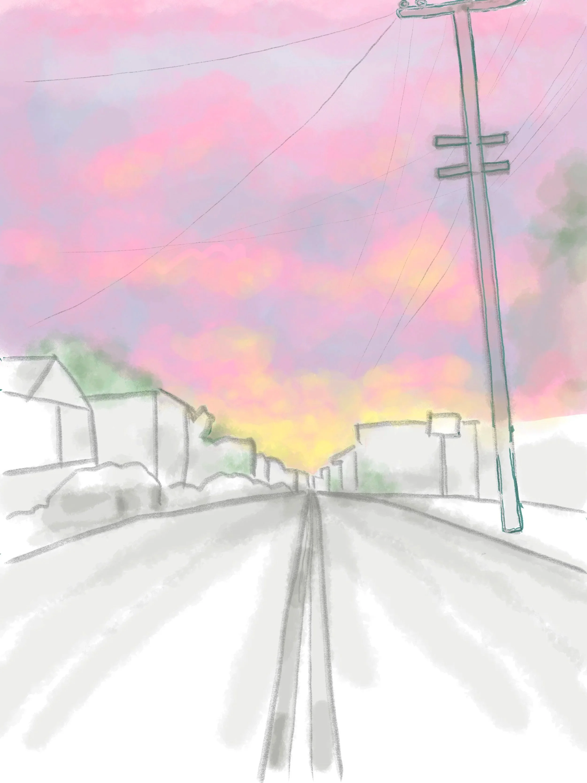 <b>Oakland Sunset</b><br>digital illustration<br>8" x 10" (Copy)