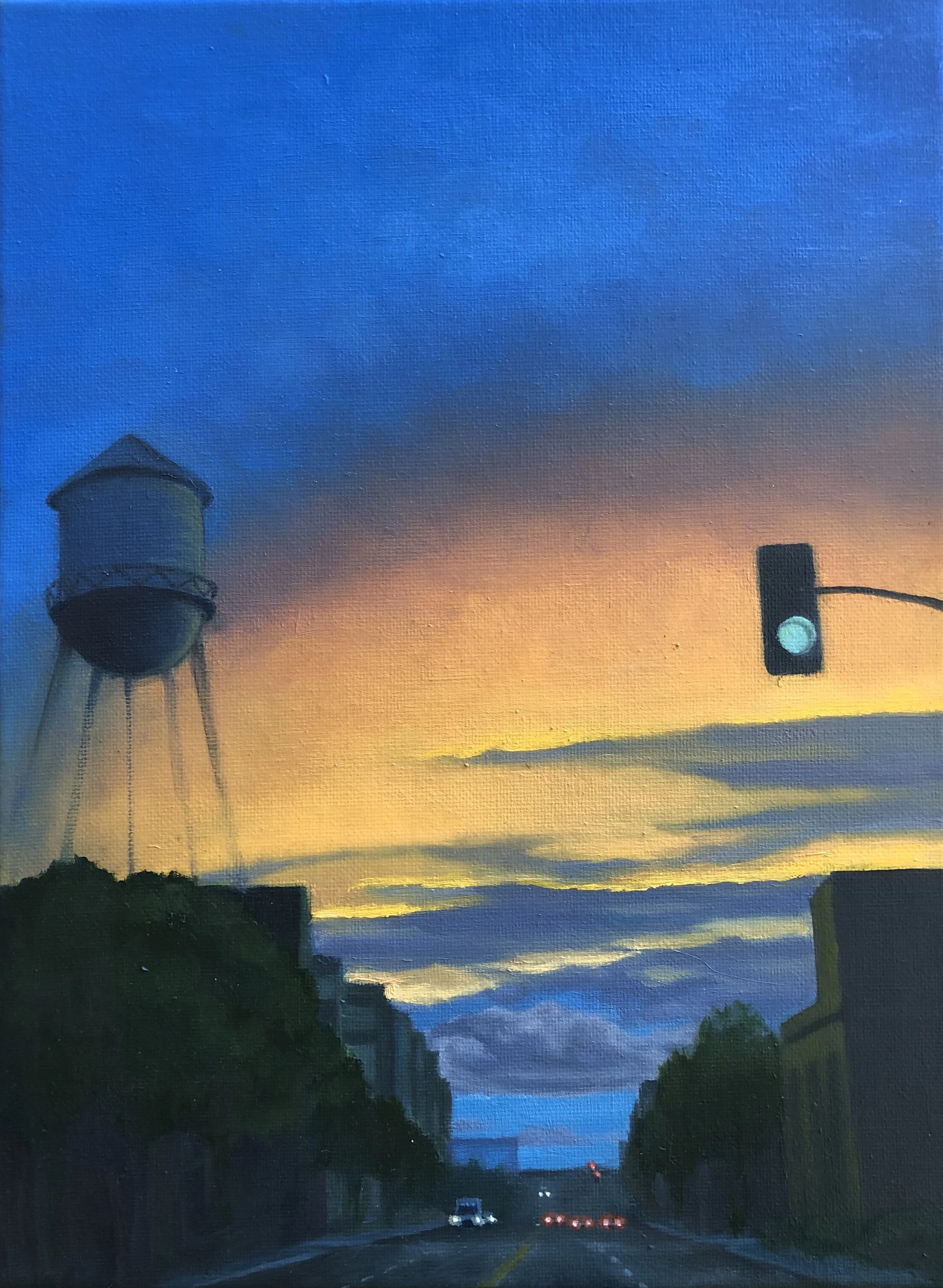 <b>Sunset, Emeryville</b><br>oil on canvas<br>8" x10" (Copy)