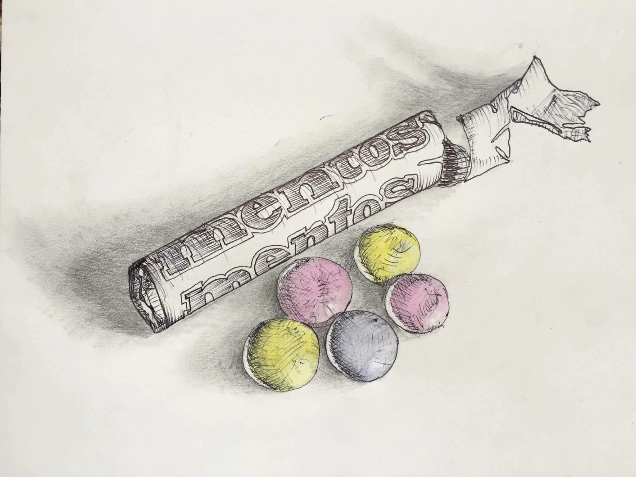 <b>Mentos</b><br>graphite and watercolor on paper<br>8" x 11" (Copy)
