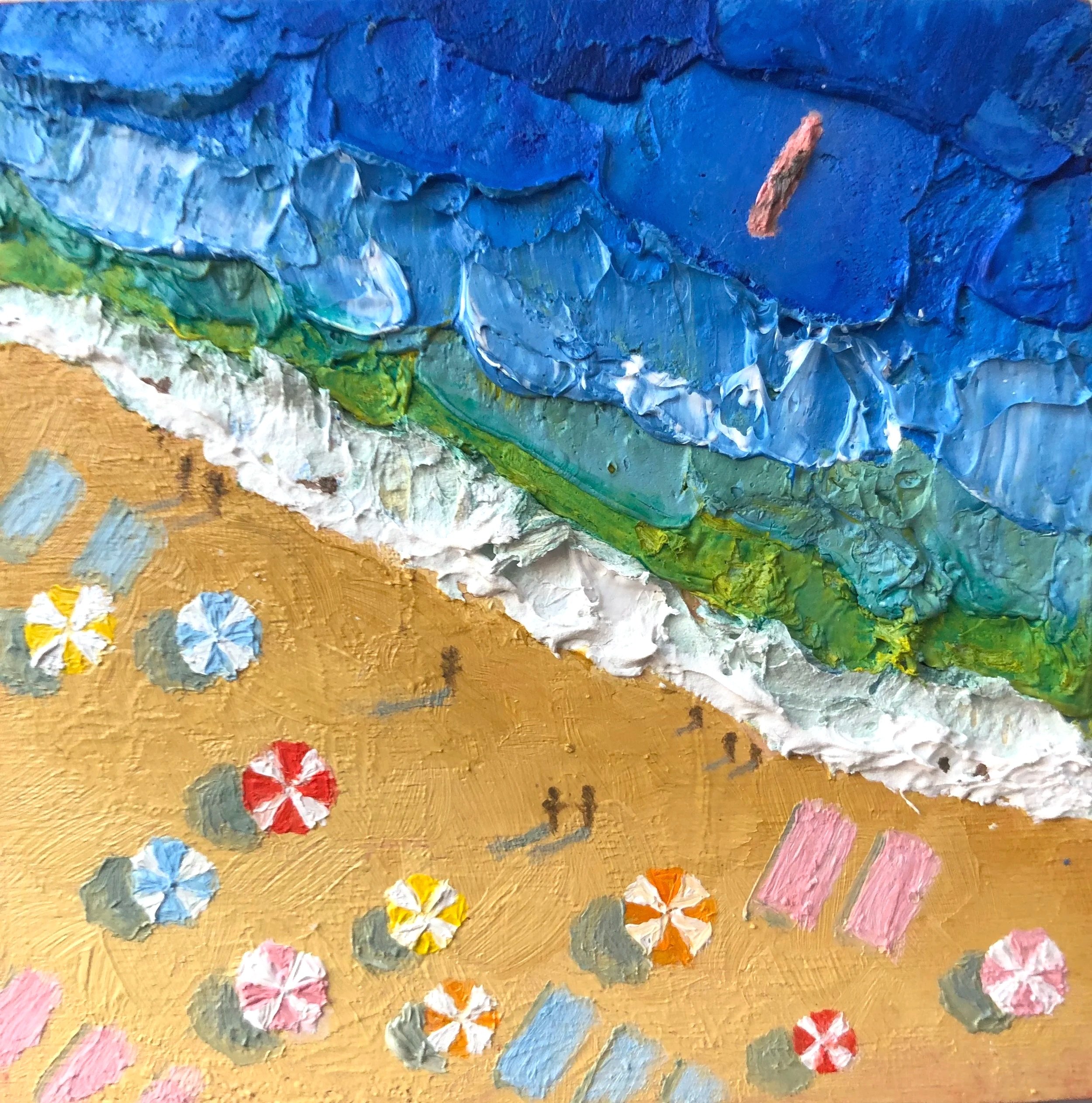 <b>Beach Day</b><br>oil and medium on canvas<br>4" x 4" (Copy)