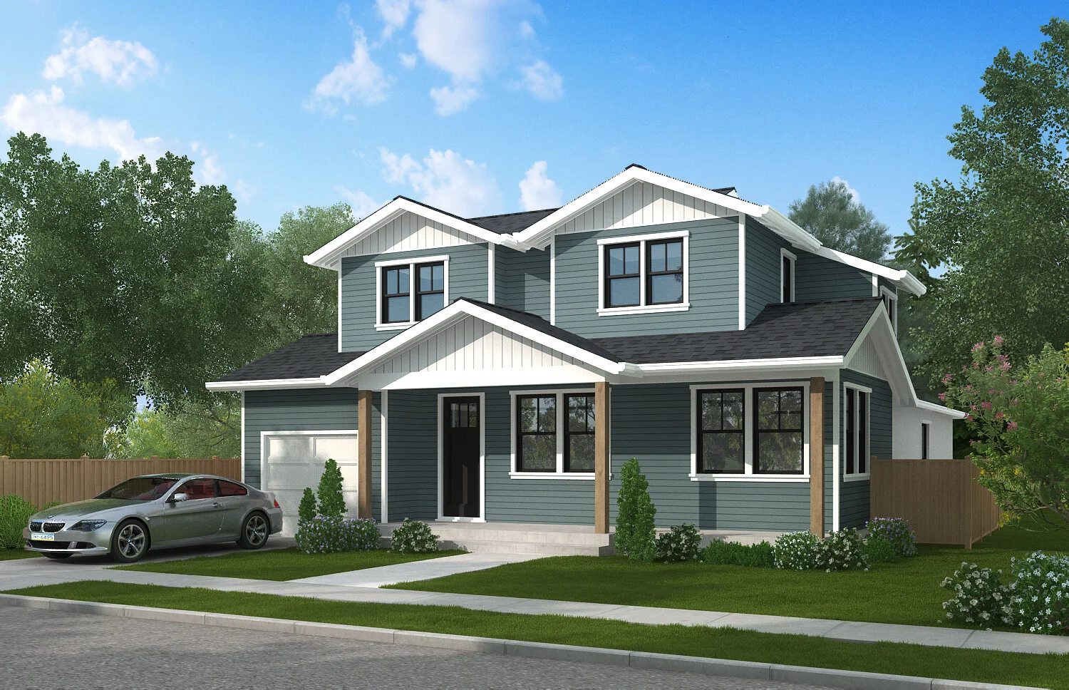 This home is currently under construction in Mountain View. The owners used this 3D rendering from Y&amp;B to visualize the design and color palette before construction began. Click the image to see a larger view.