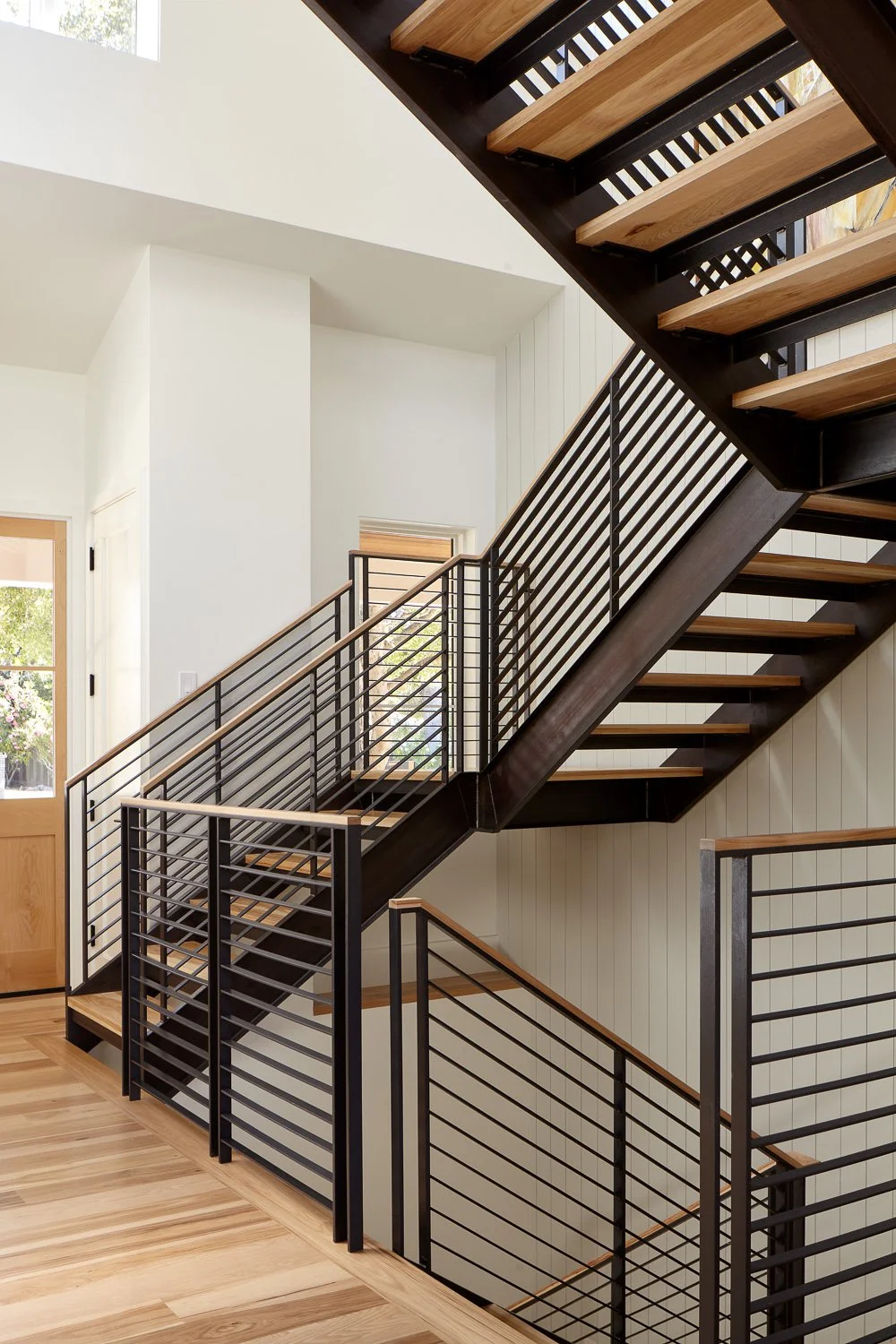 Modern, black metal stairs