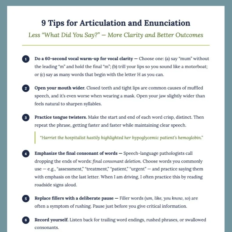 Misheard information is no laughing matter.&nbsp; Practical tips for better enunciation.