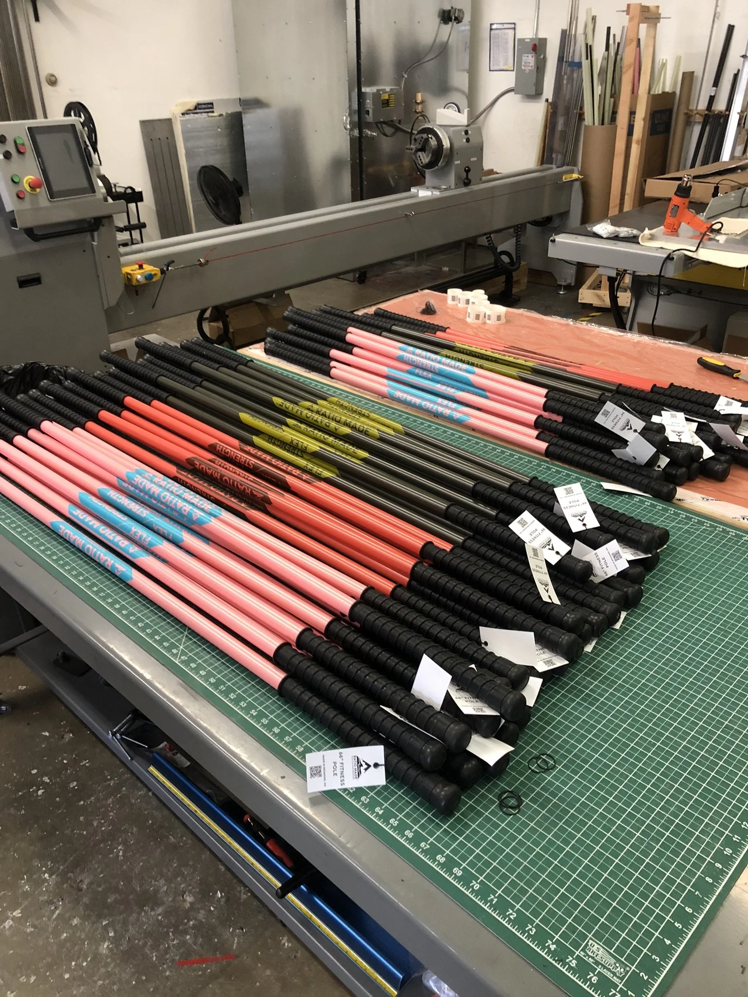 "Flex/Strength" stretching poles manufactured in-house