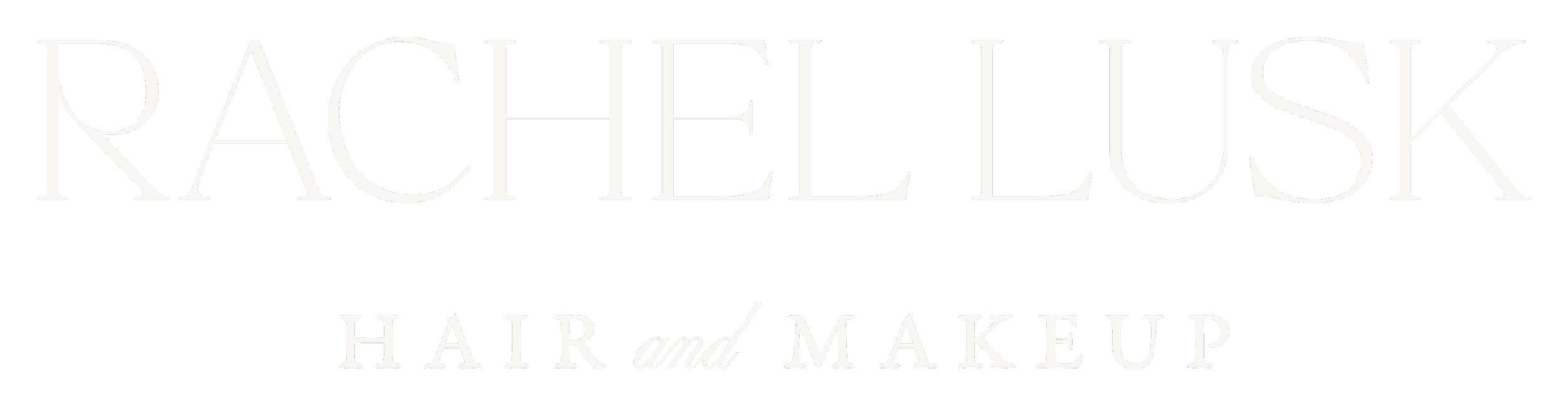 Rachel Russell Hair and Makeup logo in black and white.