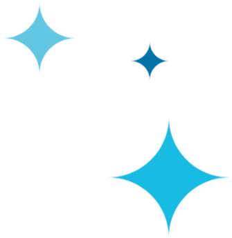 Blue star-shaped sparkles on a transparent background.