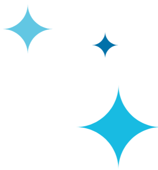Blue star-shaped sparkles on a transparent background.