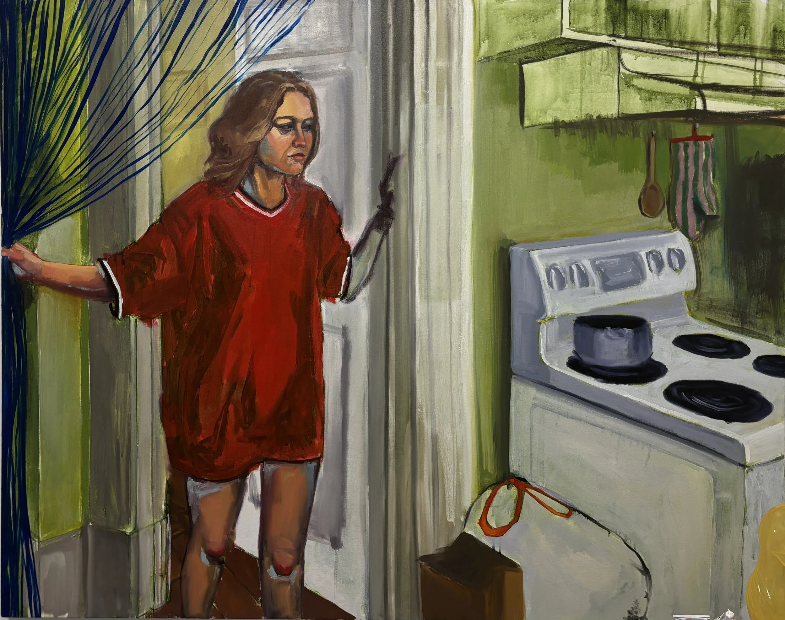 Stove ༚ oil on canvas ༚ 48 x 60 in ༚ 2026 (in progress)