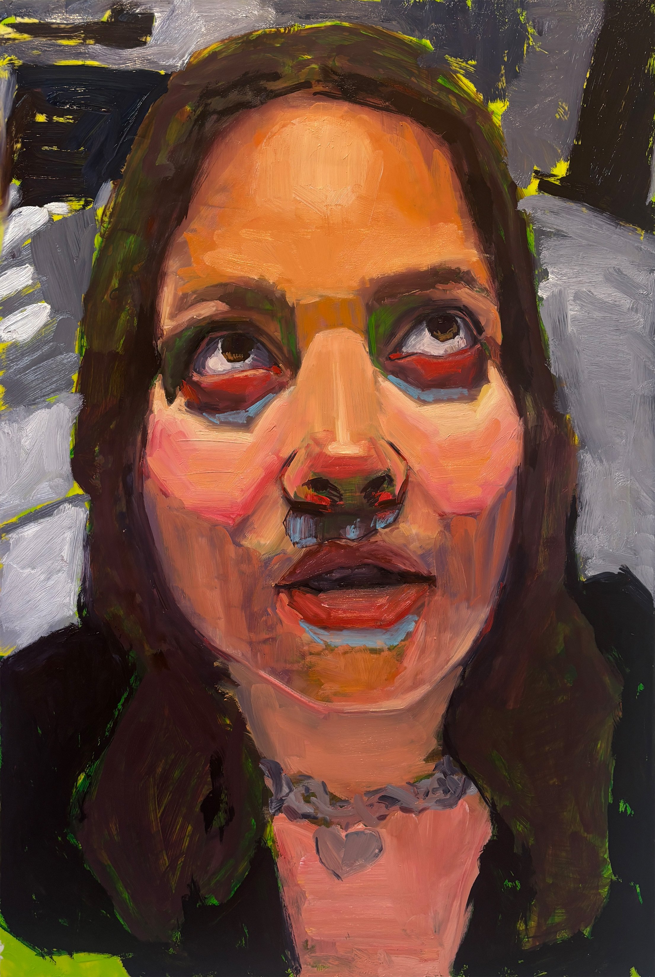 Lauren Looks Up ༚ acrylic and oil on duralar ༚ 36 x 24 in ༚ 2026