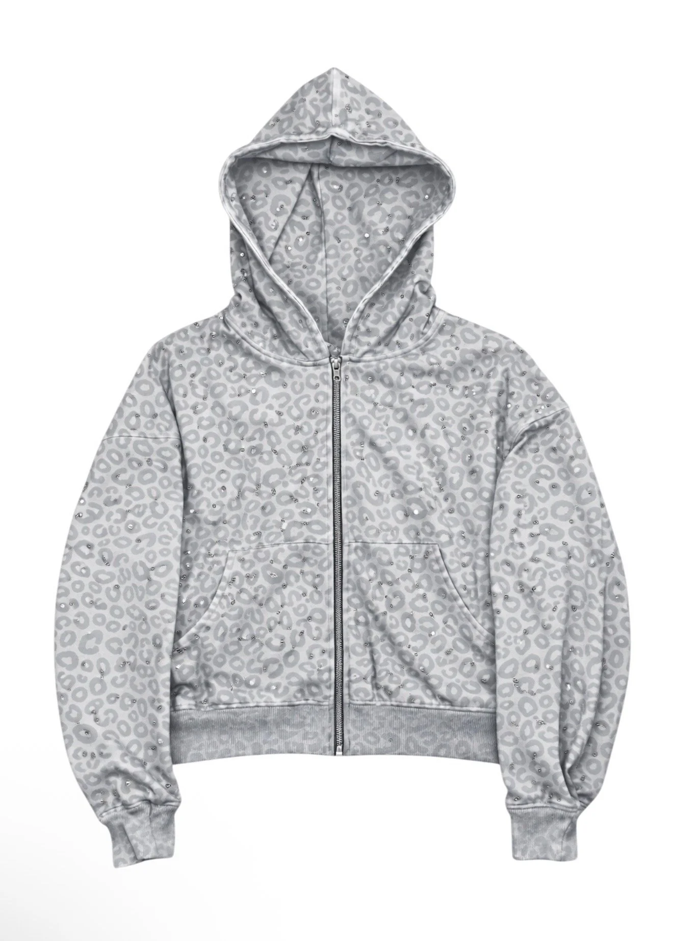 “Stardust” White Diamond Cheetah Zip-Up