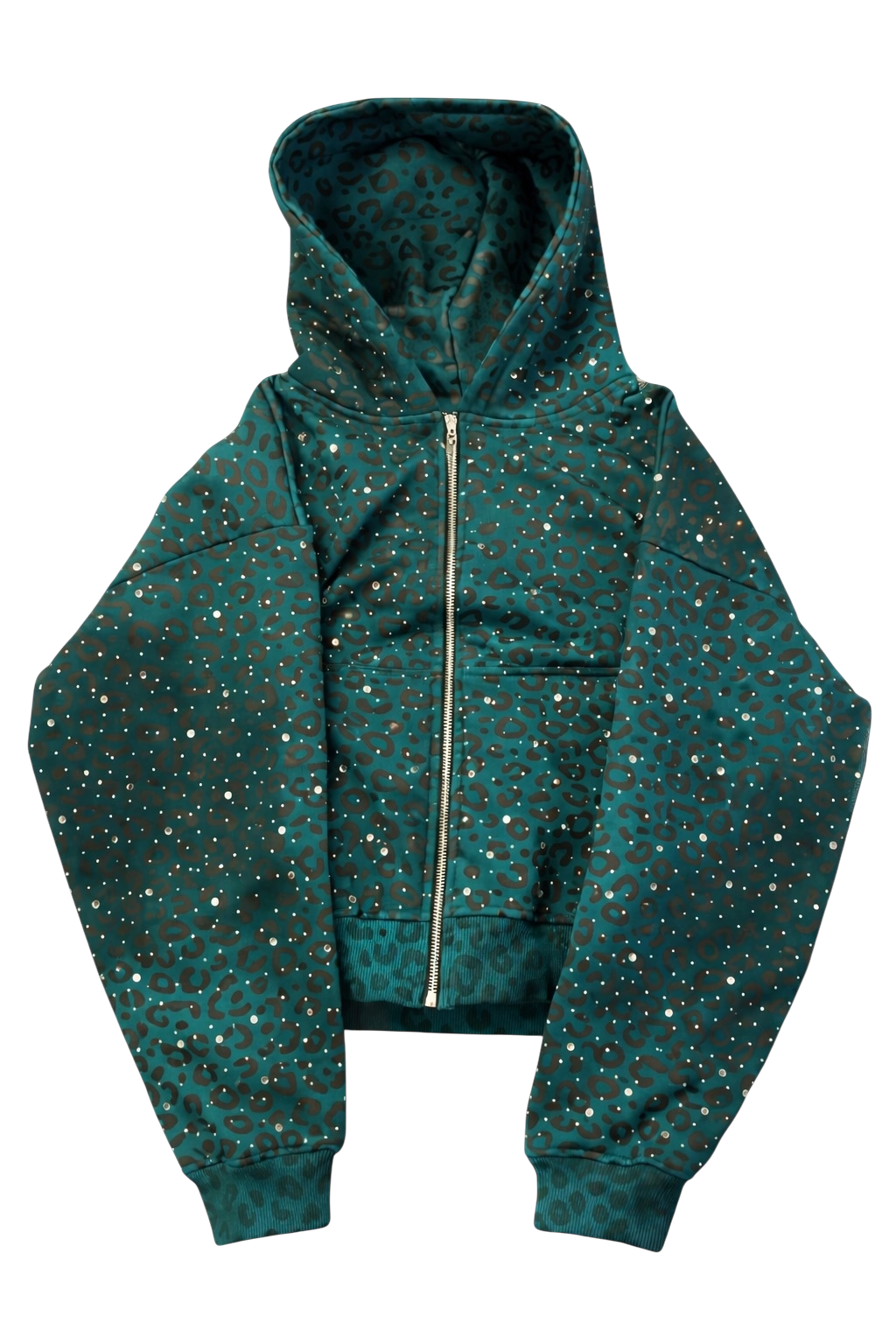 “Stardust” Turquoise Diamond Cheetah Zip-Up