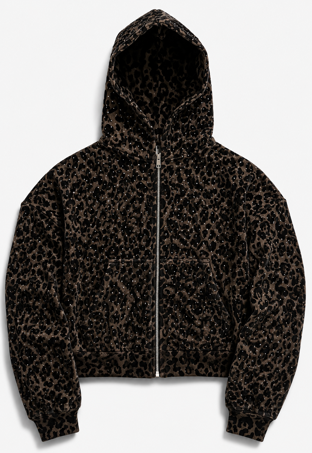 “Stardust” Brown Diamond Cheetah Zip-Up